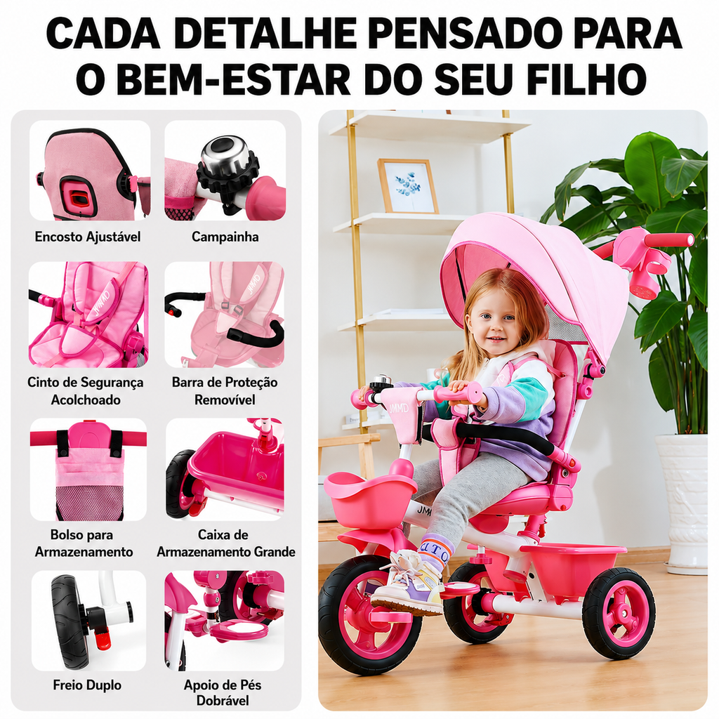 Triciclo Inicial 7 em 1(Não Dobrável)