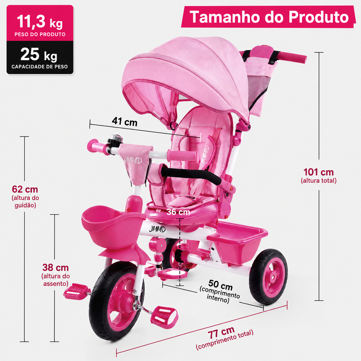 Triciclo Inicial 7 em 1(Não Dobrável)